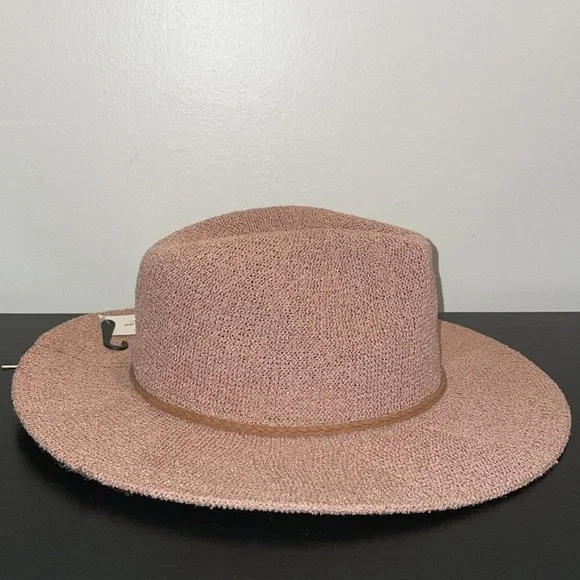 NWT Francesca’s Wide Brim Hat.  Leather braided hat band. - Picture 3 of 9